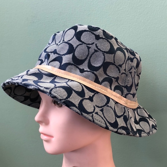 Coach Blue Signature Jacquard & Beige Leather Bucket Hat main image 5